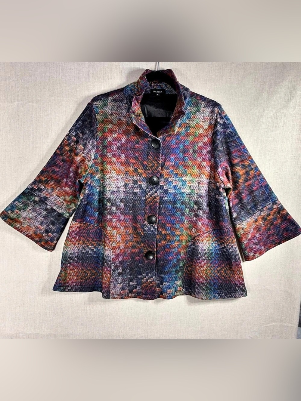Damee Statement Jacket - Abstract Riot Multicolor Blazer Large